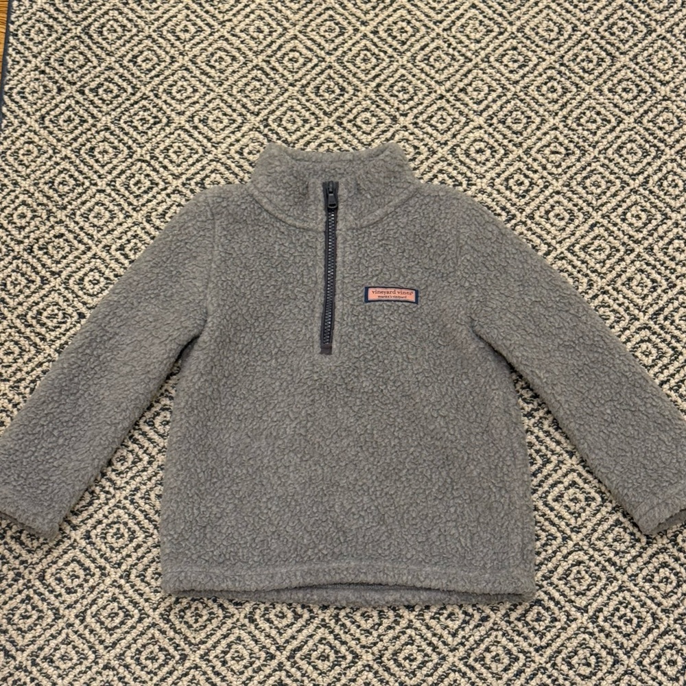 🎉 EUC 🎉 Vineyard Vines 4T Gray Sherpa Half-Zip Pullover